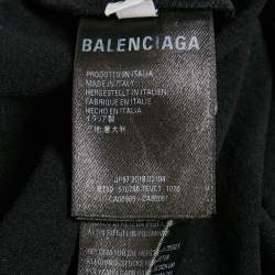 Pre Owned توب بالنسياغا ملائم جيرسي بحواف شبكة طباعة الشعار أسود مقاس صغير (سمول)