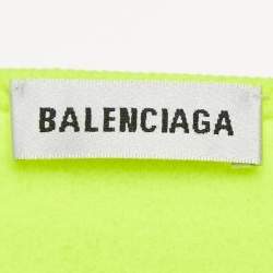 Pre Owned Balenciaga Acid Green Logo Print Mesh Jersey Fitted Top S