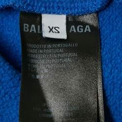 Pre Owned Balenciaga Blue World Food Programme Logo Print Cotton Hoodie XS