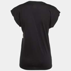 Pre Owned Balenciaga Black Printed Cotton Knit T-Shirt S