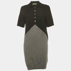Pre Owned Balenciaga Black/Grey Knit T-Shirt Dress M