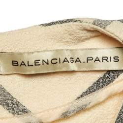Pre Owned Balenciaga Beige Checked Wool Knee Length Dress M