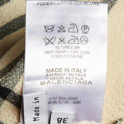 Pre Owned Balenciaga Beige Checked Wool Knee Length Dress M