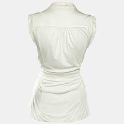 Pre Owned Balenciaga Off-White Jersey Wrap Top M