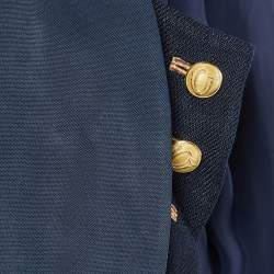 Pre Owned Balenciaga Navy Blue Crepe Panelled Button Detail Jacket M 