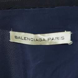 Pre Owned Balenciaga Navy Blue Crepe Panelled Button Detail Jacket M 