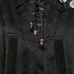 Pre Owned Balenciaga Black Cotton Detachable Fur Hood Button Detail Jacket M