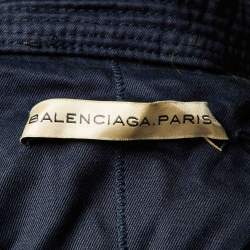 Pre Owned Balenciaga Black Cotton Detachable Fur Hood Button Detail Jacket M