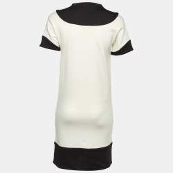 Pre Owned Balenciaga White Wool Blend Contrast Detail Mini Dress L