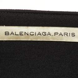 Pre Owned Balenciaga White Wool Blend Contrast Detail Mini Dress L