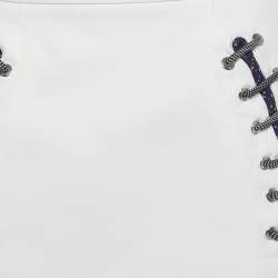 Pre Owned Balenciaga White Crepe Lace-Up Mini Skirt M