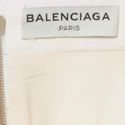 Pre Owned Balenciaga White Crepe Lace-Up Mini Skirt M