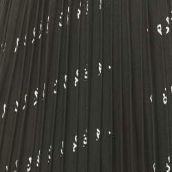 Pre Owned Balenciaga Black All-Over Logo Print Knit Pleated Midi Skirt M