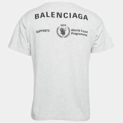 مملوكة مسبقًا تي شيرت بالنسياغا رصاصي ميلانج بطبعة برنامج الأغذية العالمي جيرسي صغير جداً