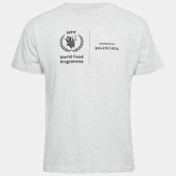 مملوكة مسبقًا تي شيرت بالنسياغا رصاصي ميلانج بطبعة برنامج الأغذية العالمي جيرسي صغير جداً