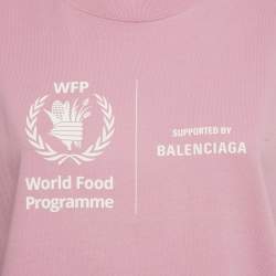 Pre Owned Balenciaga Unisex Pink WFP Print Jersey Crewneck T-Shirt L