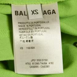 Pre Owned Balenciaga Unisex Neon Green WFP Print Jersey Crewneck T-Shirt XS