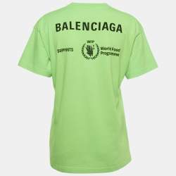 Pre Owned Balenciaga Unisex Neon Green WFP Print Jersey Crewneck T-Shirt XS