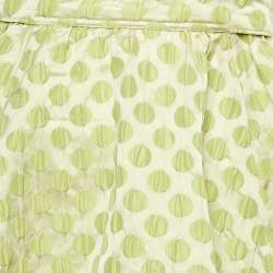 Pre Owned Balenciaga Green Dotted Silk Jacquard Midi Dress M