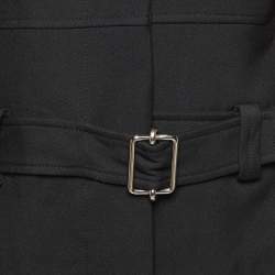 Pre Owned Balenciaga Black Wool Belted Button Front Coat M