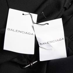 Pre Owned Balenciaga Black Wool Belted Button Front Coat M