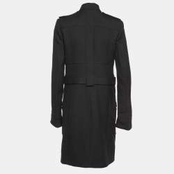 Pre Owned Balenciaga Black Wool Belted Button Front Coat M