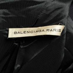 Pre Owned Balenciaga Black Wool Belted Button Front Coat M