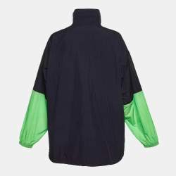 Pre Owned Balenciaga Colorblock Logo Printed Nylon Windbreaker Jacket S