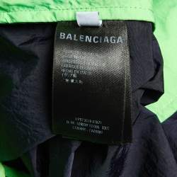 Pre Owned Balenciaga Colorblock Logo Printed Nylon Windbreaker Jacket S