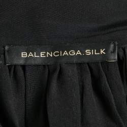 Pre Owned Balenciaga Black Silk Halter Neck Asymmetric Dress M
