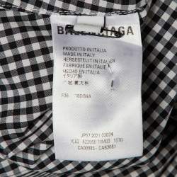 Pre Owned Balenciaga Monochrome Gingham Check Cotton Oversized Shirt S