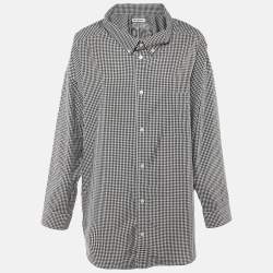 Pre Owned Balenciaga Monochrome Gingham Check Cotton Oversized Shirt S