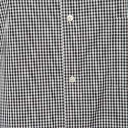 Pre Owned Balenciaga Monochrome Gingham Check Cotton Oversized Shirt S