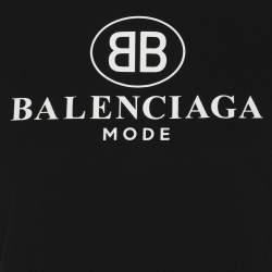 Pre Owned Balenciaga Black Logo Print Cotton Jersey T-Shirt M