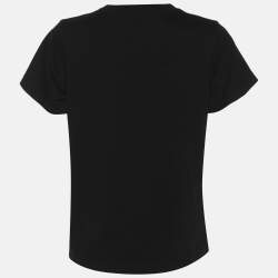 Pre Owned Balenciaga Black Logo Print Cotton Jersey T-Shirt M