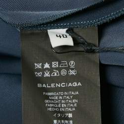 Pre Owned Balenciaga Navy Blue Crepe Tie -Up Top M 