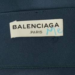 Pre Owned Balenciaga Navy Blue Crepe Tie -Up Top M 