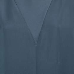 Pre Owned Balenciaga Navy Blue Crepe Tie -Up Top M 