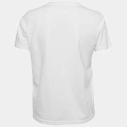 Pre Owned Balenciaga White BB Logo Print Cotton Crewneck-Shirt M