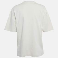 Pre Owned Balenciaga Beige Logo Print Cotton Crewneck T-Shirt XXS 