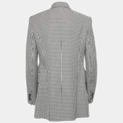 Pre Owned Balenciaga Black/White Houndstooth Hourglass Fit Double Breasted Blazer M