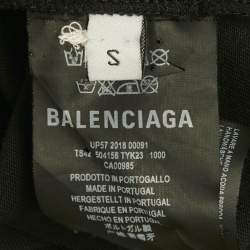 Pre Owned Balenciaga Black Logo Print Cotton Crewneck T-Shirt S