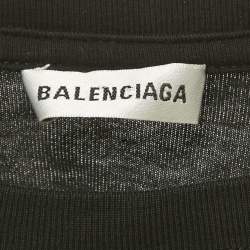 Pre Owned Balenciaga Black Logo Print Cotton Crewneck T-Shirt S