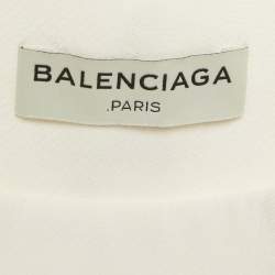 Pre Owned Balenciaga White Crepe Lace Trimmed Sleeveless Blouse S
