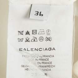 Pre Owned Balenciaga White Crepe Lace Trimmed Sleeveless Blouse S