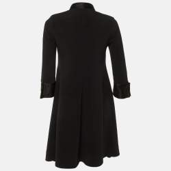 Pre Owned Balenciaga Black Silk Pleated Knee Length Dress S