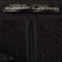 Pre Owned Balenciaga Black Silk Pleated Knee Length Dress S