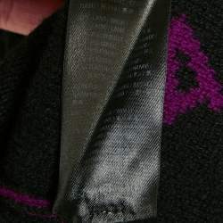 Pre Owned Balenciaga Wardrobe Purple Logo Intarsia Wool Oversized Cardigan XS