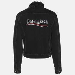 Pre Owned Balenciaga Dark Grey Distressed Denim Jacket XL