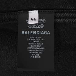 Pre Owned Balenciaga Dark Grey Distressed Denim Jacket XL